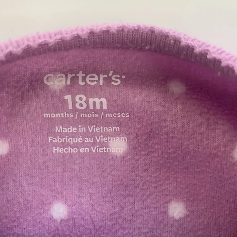 Carter's Purple‎ Polka Dot Footie with Bear Appliqué